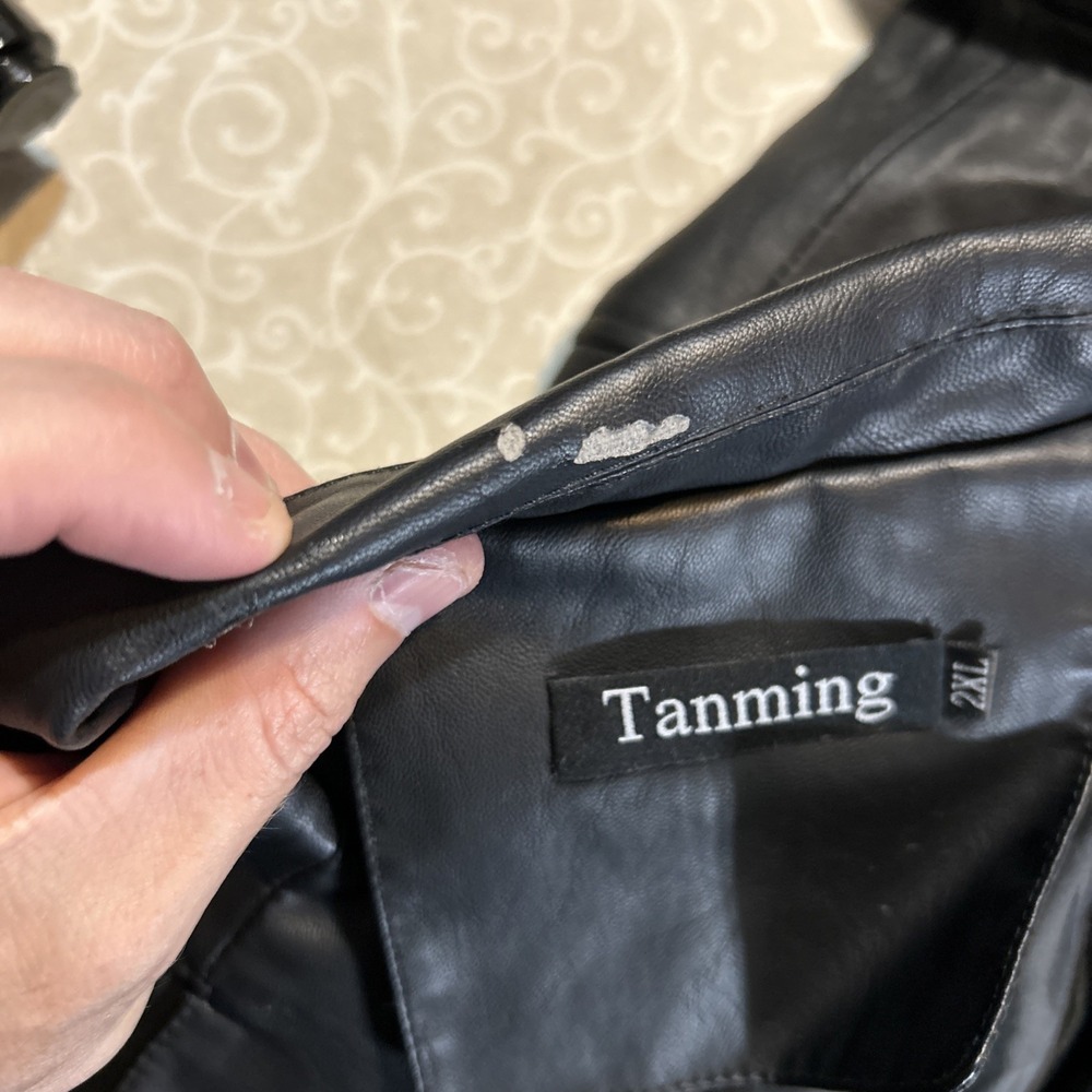 Tanming Womens Faux Leather Jacket 2XL Black Trench Coat B&T - Picture 13 of 13
